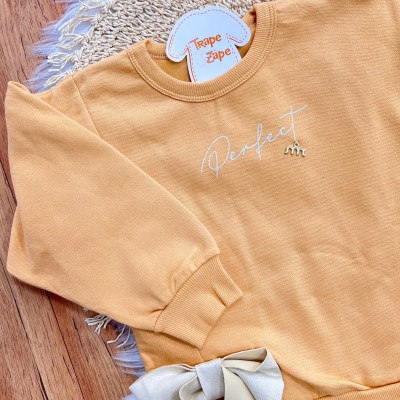Conj. Blusão Perfect Laço Lateral e Calça Legging - Laranja e Areia